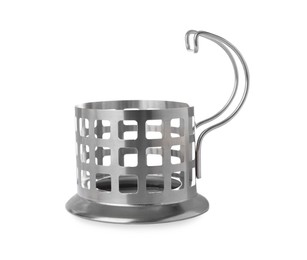 Photo of Traditional tea glass holder on white background