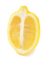 Photo of Half of ripe lemon on white background