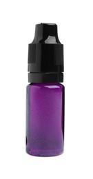 Bottle of purple food coloring isolated on white
