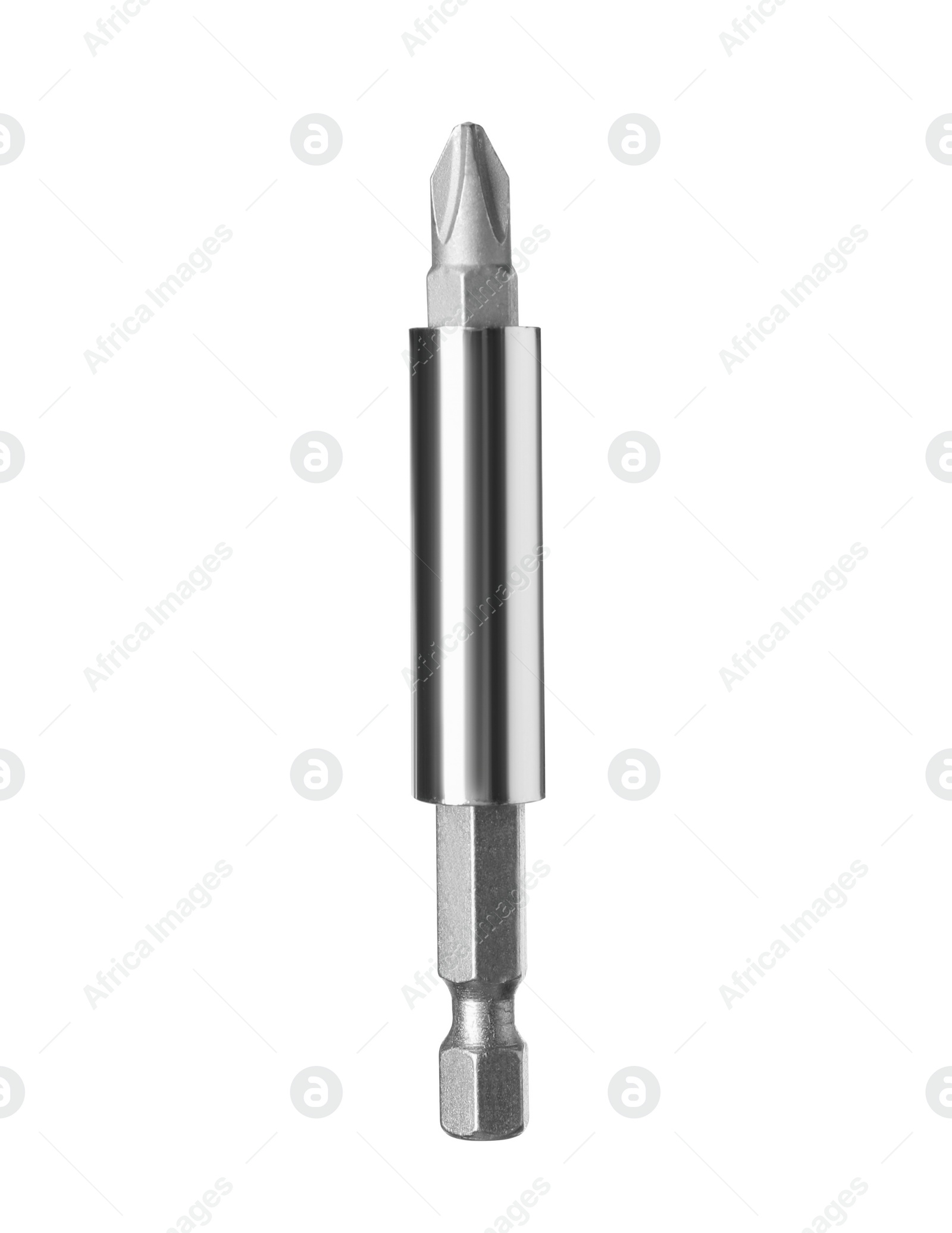 Photo of One drill bit isolated on white. Carpenter's tool