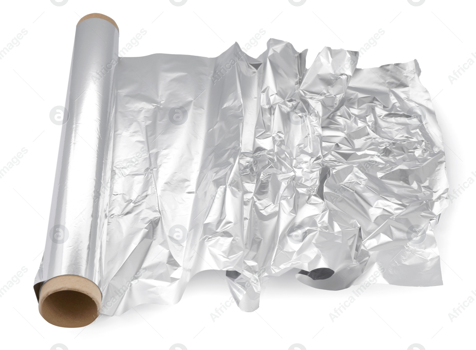 Photo of Roll of aluminum foil isolated on white