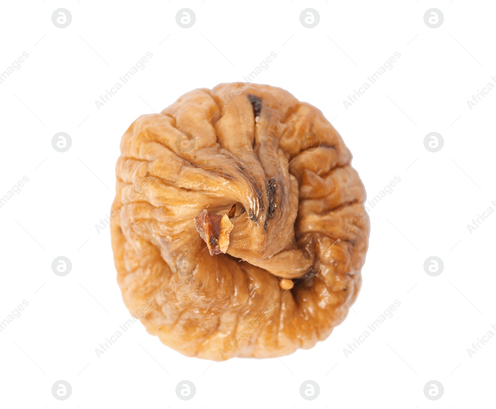 Photo of Delicious dried fig on white background, top view. Organic snack