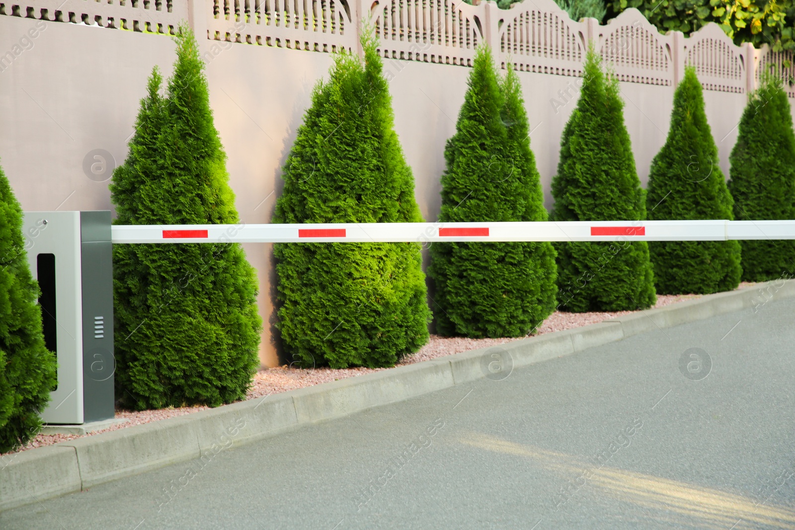 Photo of Closed automatic boom barrier on city street