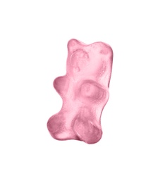 Delicious pink jelly bear on white background