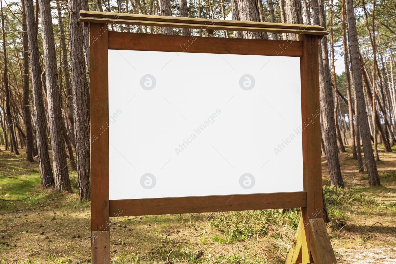 Image of Empty signboard in park. Mock-up for design