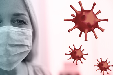 Mature woman wearing medical mask during coronavirus outbreak