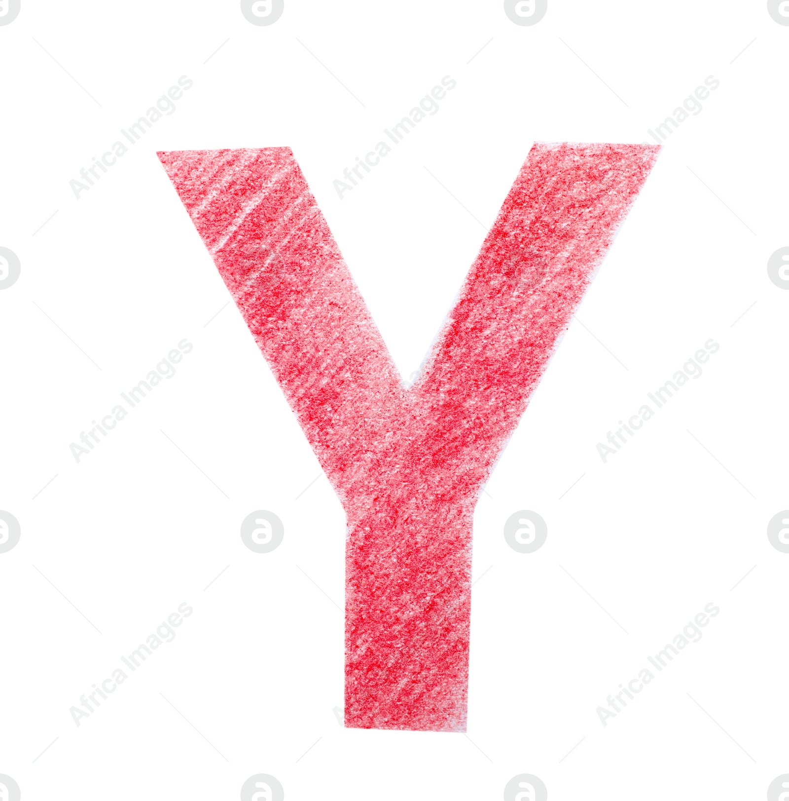 Photo of Letter Y written with red pencil on white background, top view