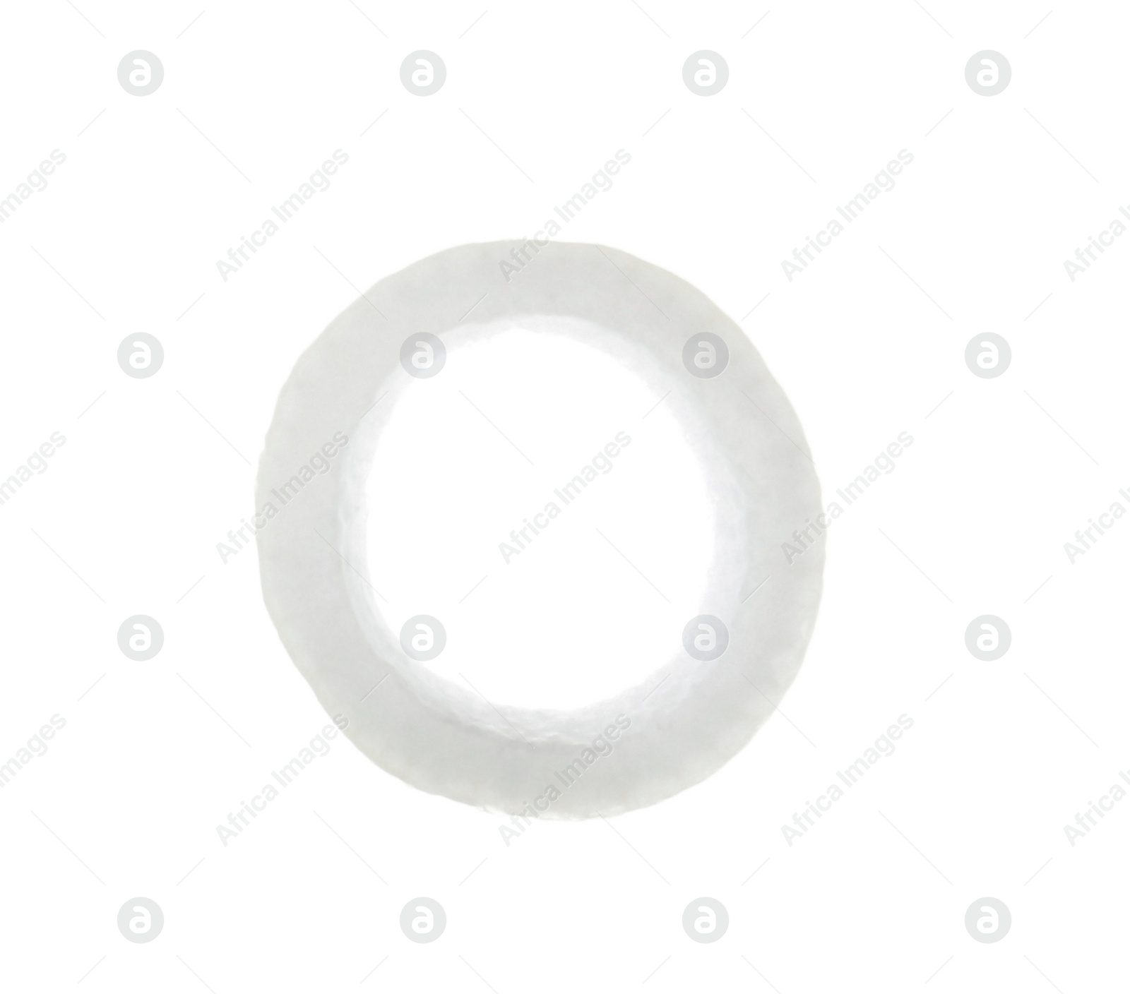 Photo of Fresh thin onion ring on white background