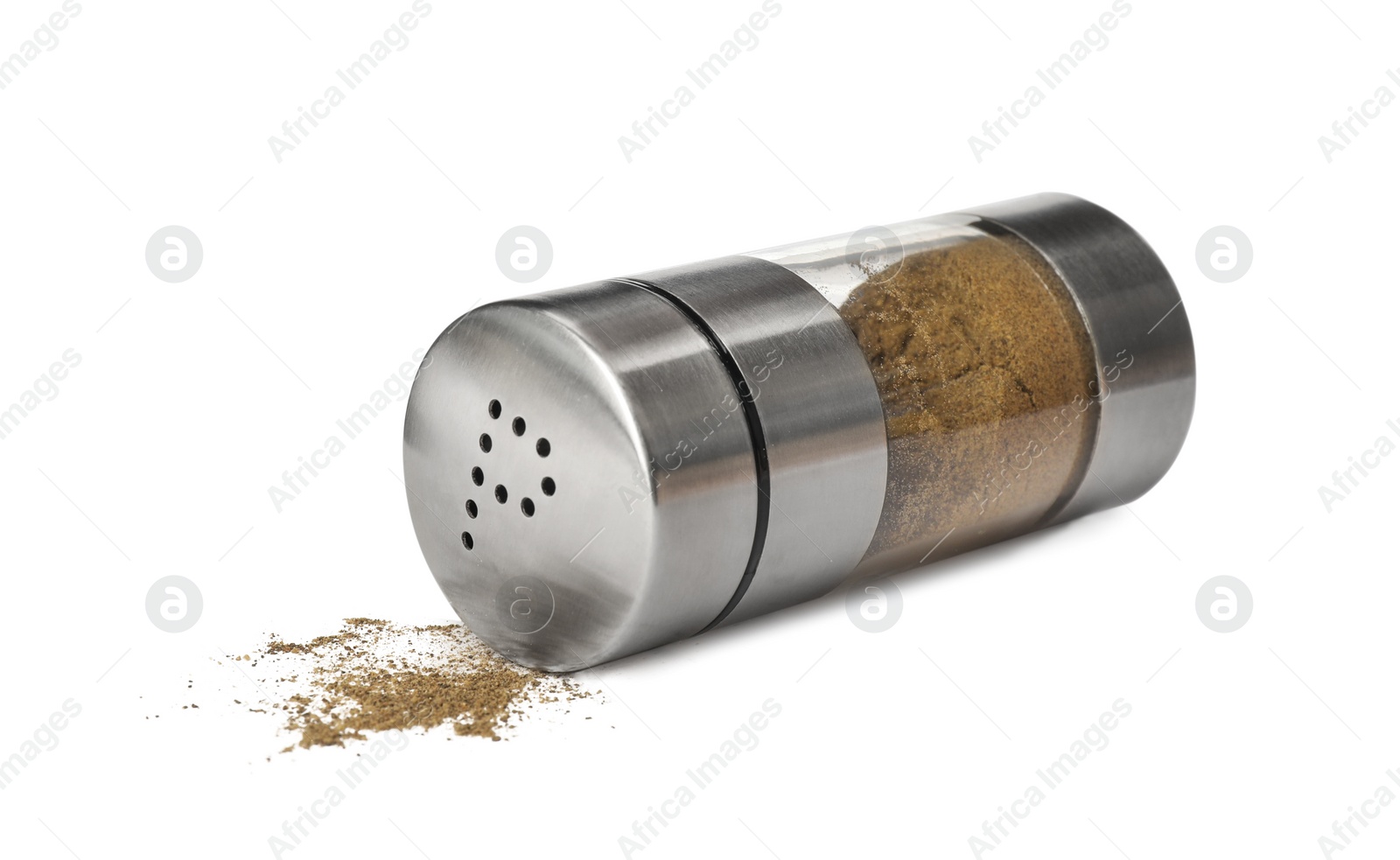 Photo of Pepper shaker isolated on white. Kitchen utensil