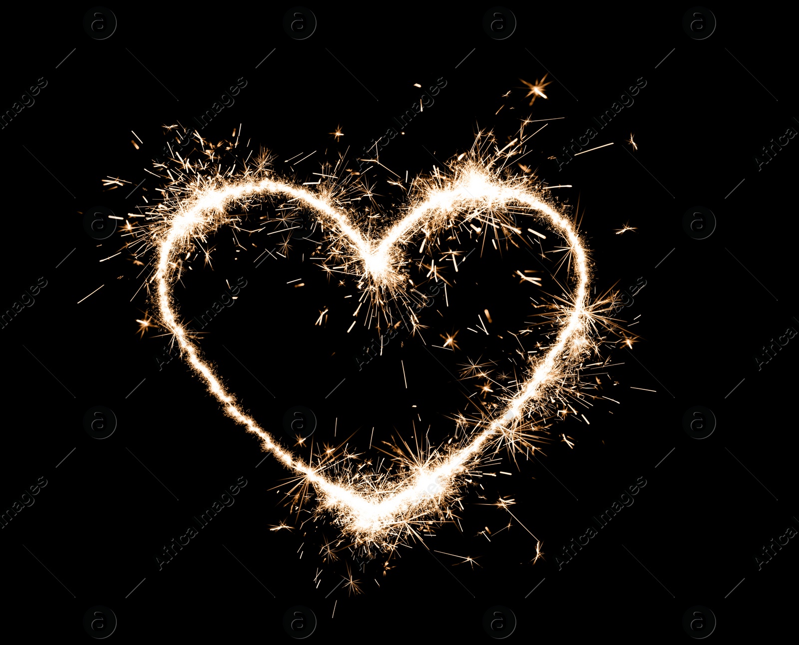 Image of Bright sparkling heart contour on black background 