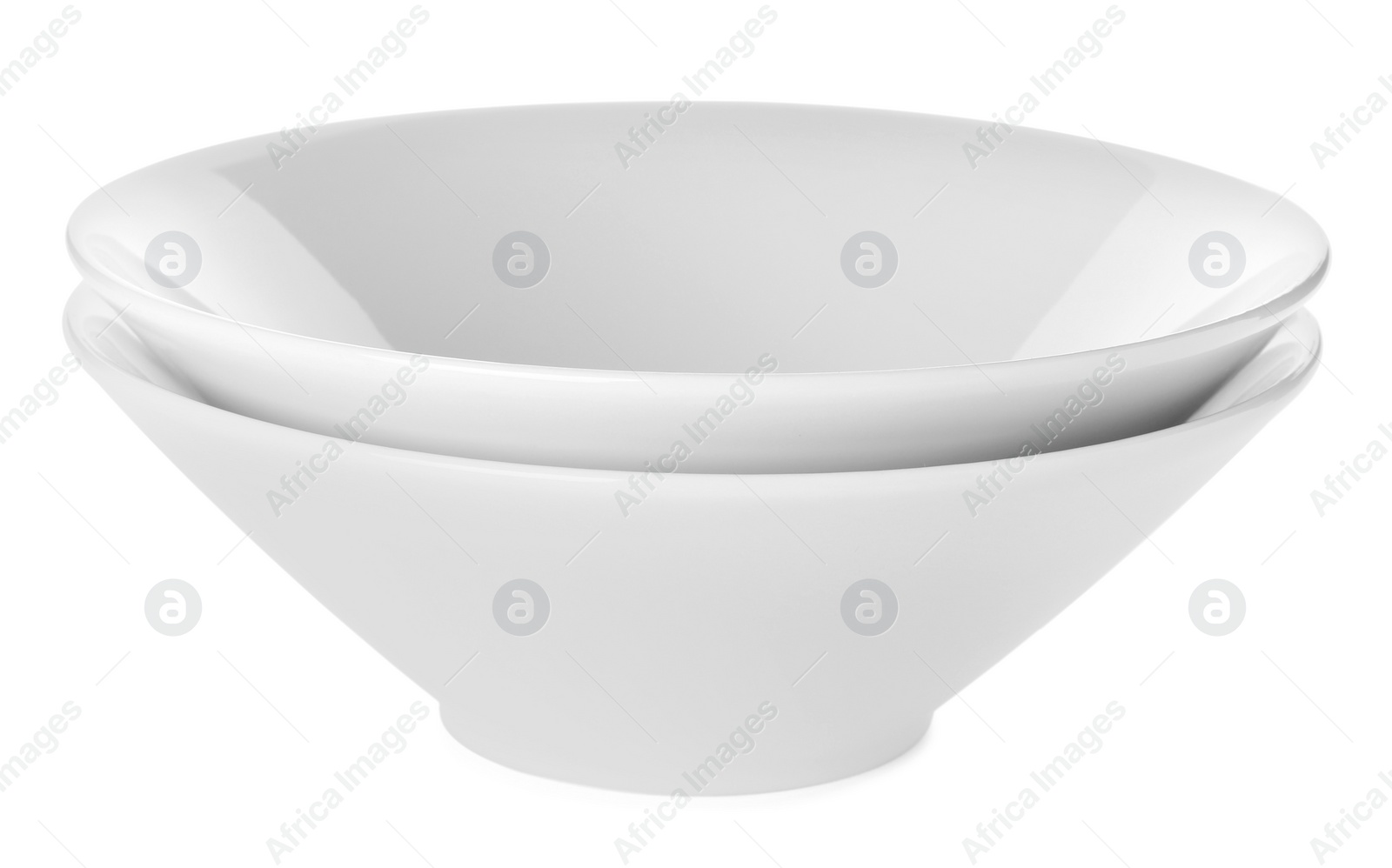 Photo of Empty clean ceramic bowls isolated on white
