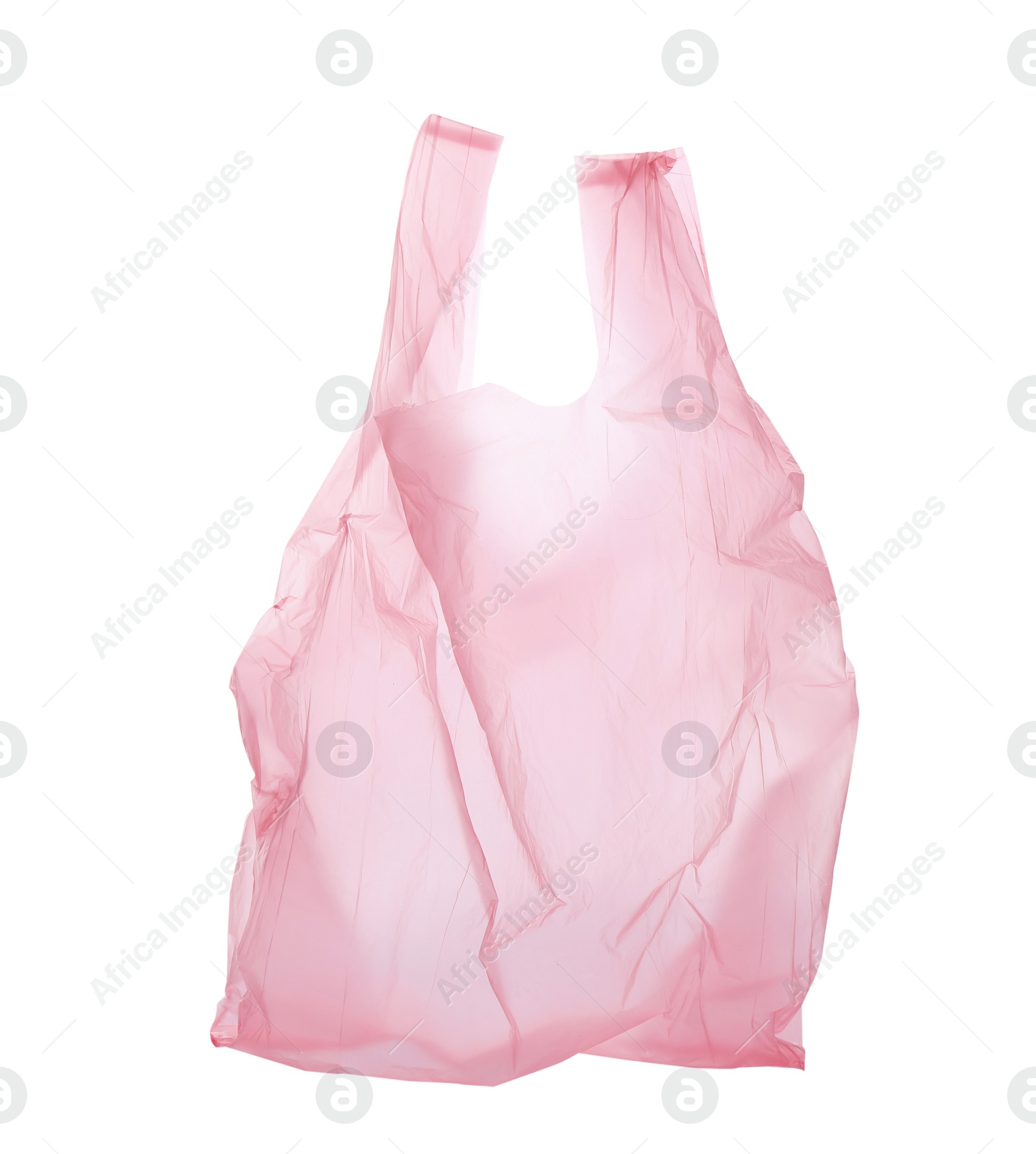 Photo of Clear disposable plastic bag on white background