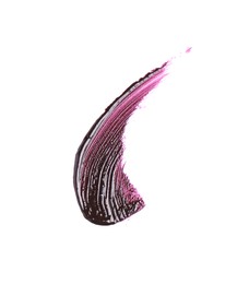 Stroke of purple lip gloss isolated on white, top view