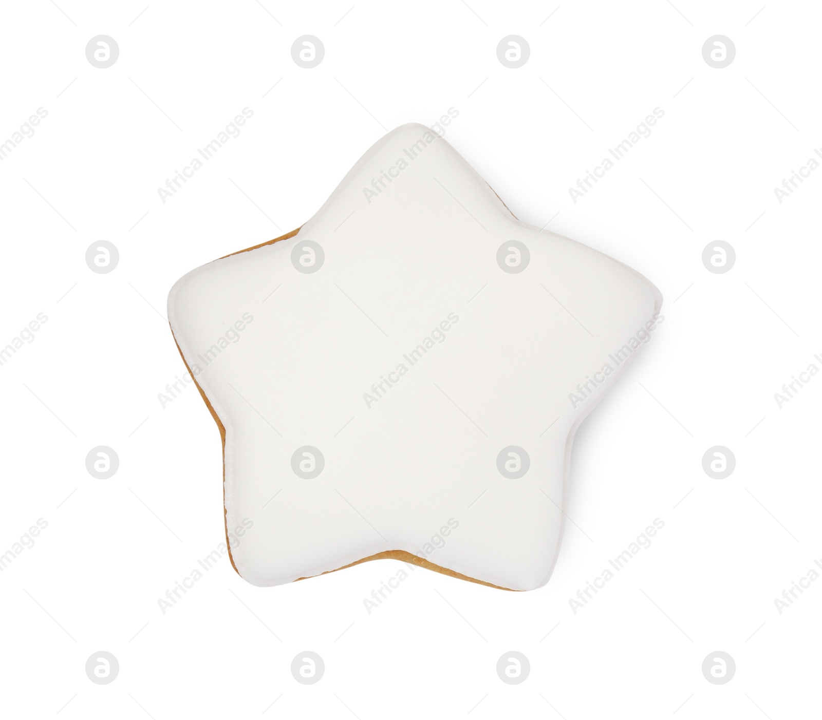 Photo of Tasty star shaped Christmas cookie with icing isolated on white, top view