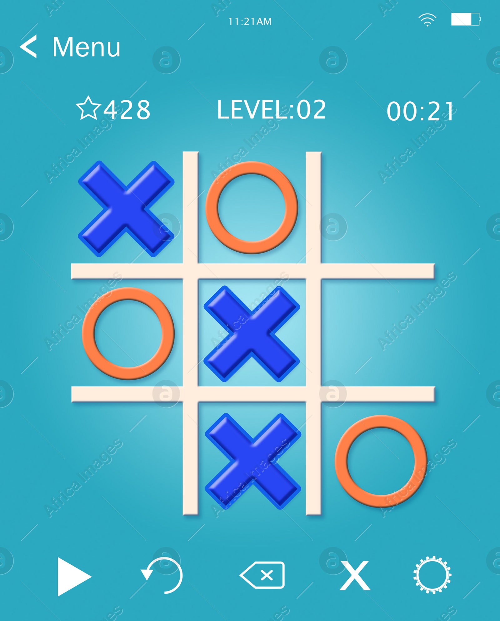 Illustration of Virtual tic-tac-toe game for smartphone and computer, illustration