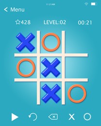 Illustration of Virtual tic-tac-toe game for smartphone and computer, illustration