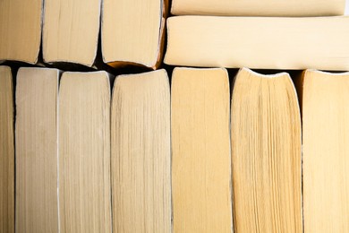 Collection of different books as background, closeup