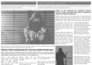 Newspaper with detective article as background, blurred view