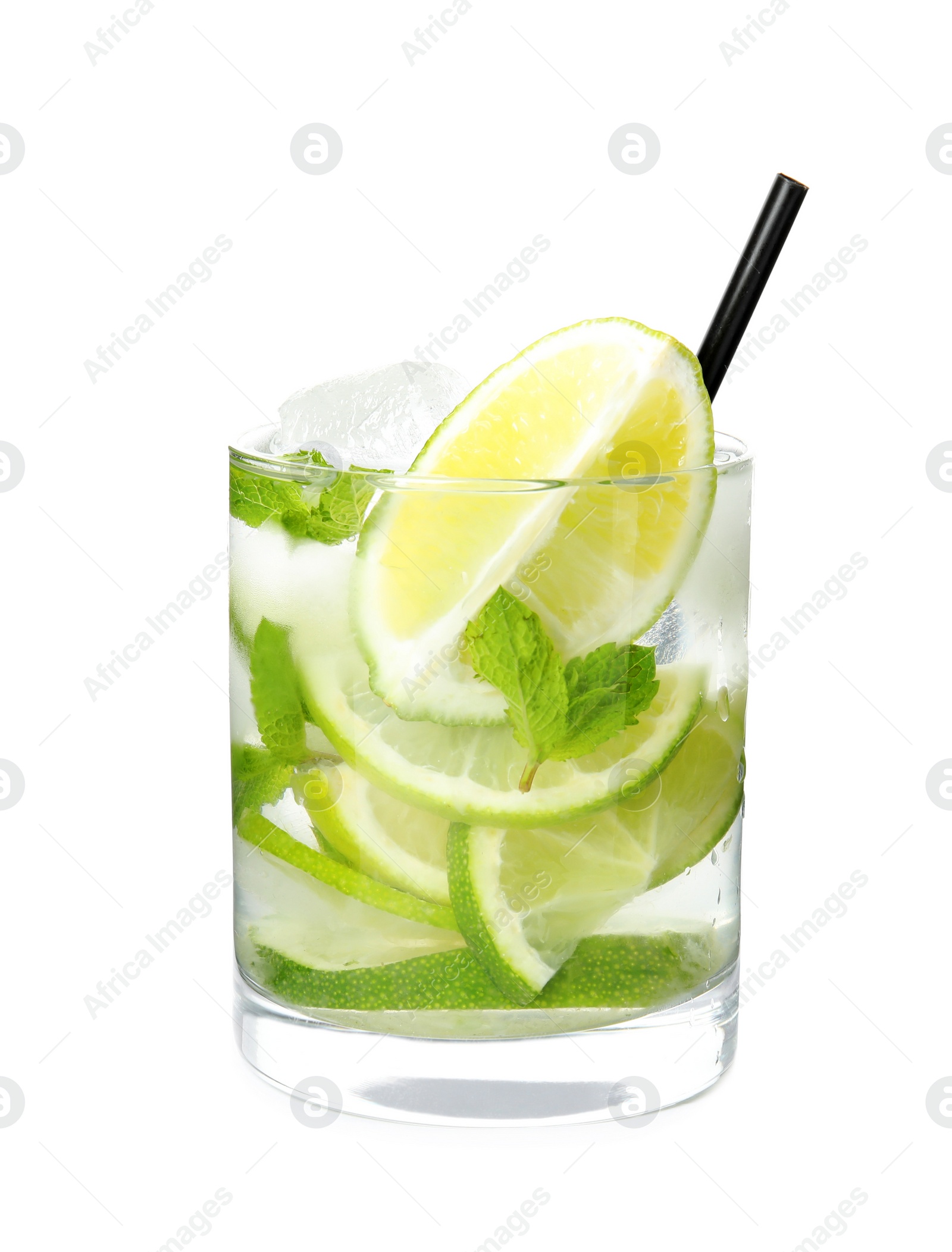 Photo of Delicious mojito in glass isolated on white