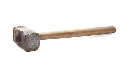 Photo of One sledgehammer isolated on white. Manual tool