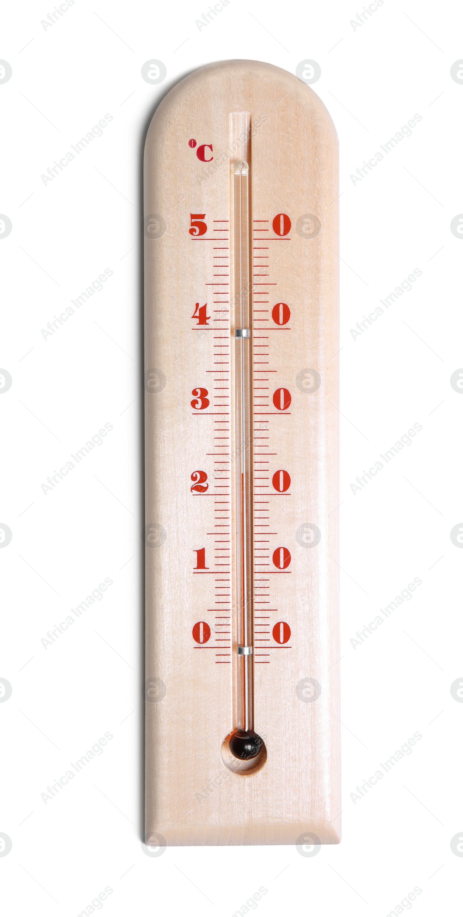 Photo of Weather thermometer on white background, top view