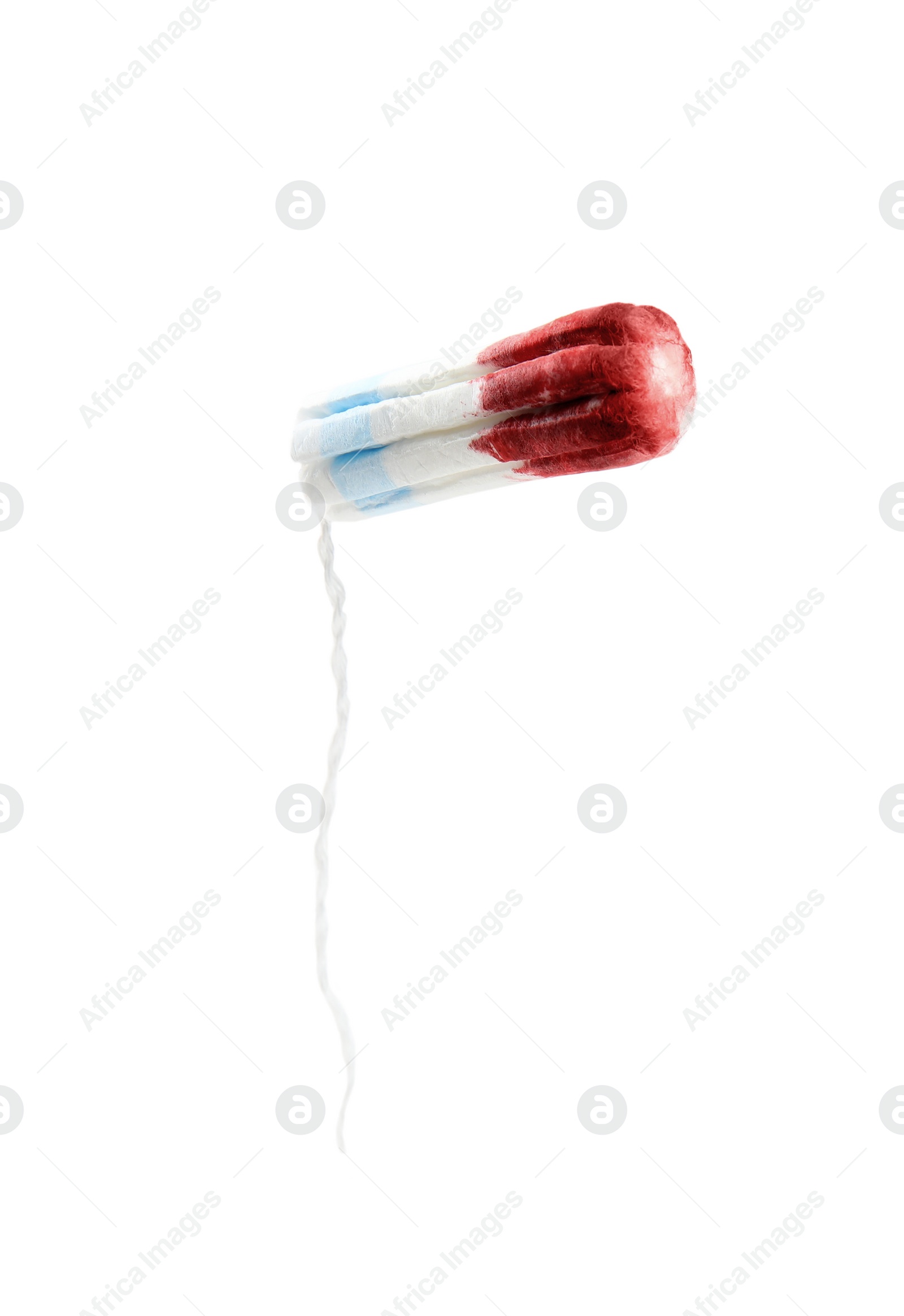 Photo of Used cotton tampon isolated on white. Menstrual hygienic product