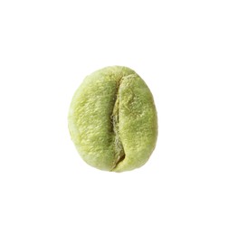 Photo of One green coffee bean isolated on white