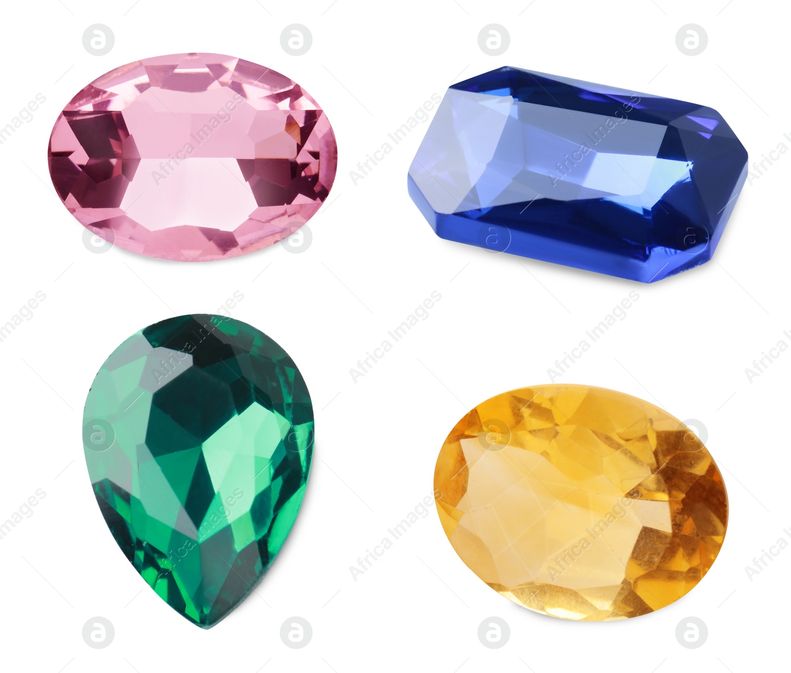 Image of Set of beautiful gemstones on white background