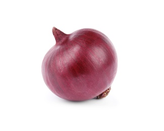 Photo of Fresh whole red onion on white background