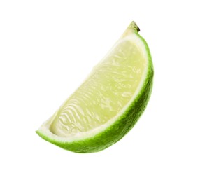 Photo of Citrus fruit. Sliced fresh ripe lime isolated on white