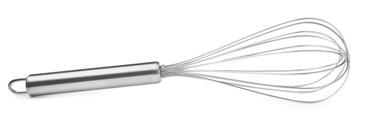 New metal balloon whisk isolated on white