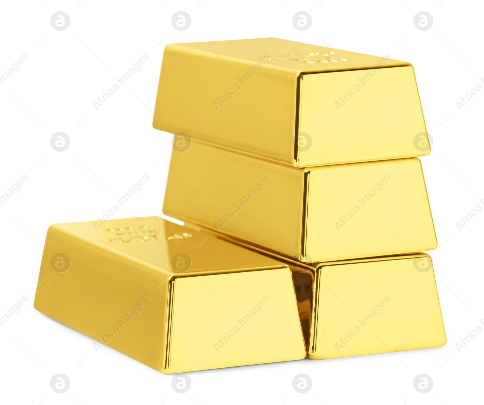 Photo of Stack of shiny gold bars isolated on white