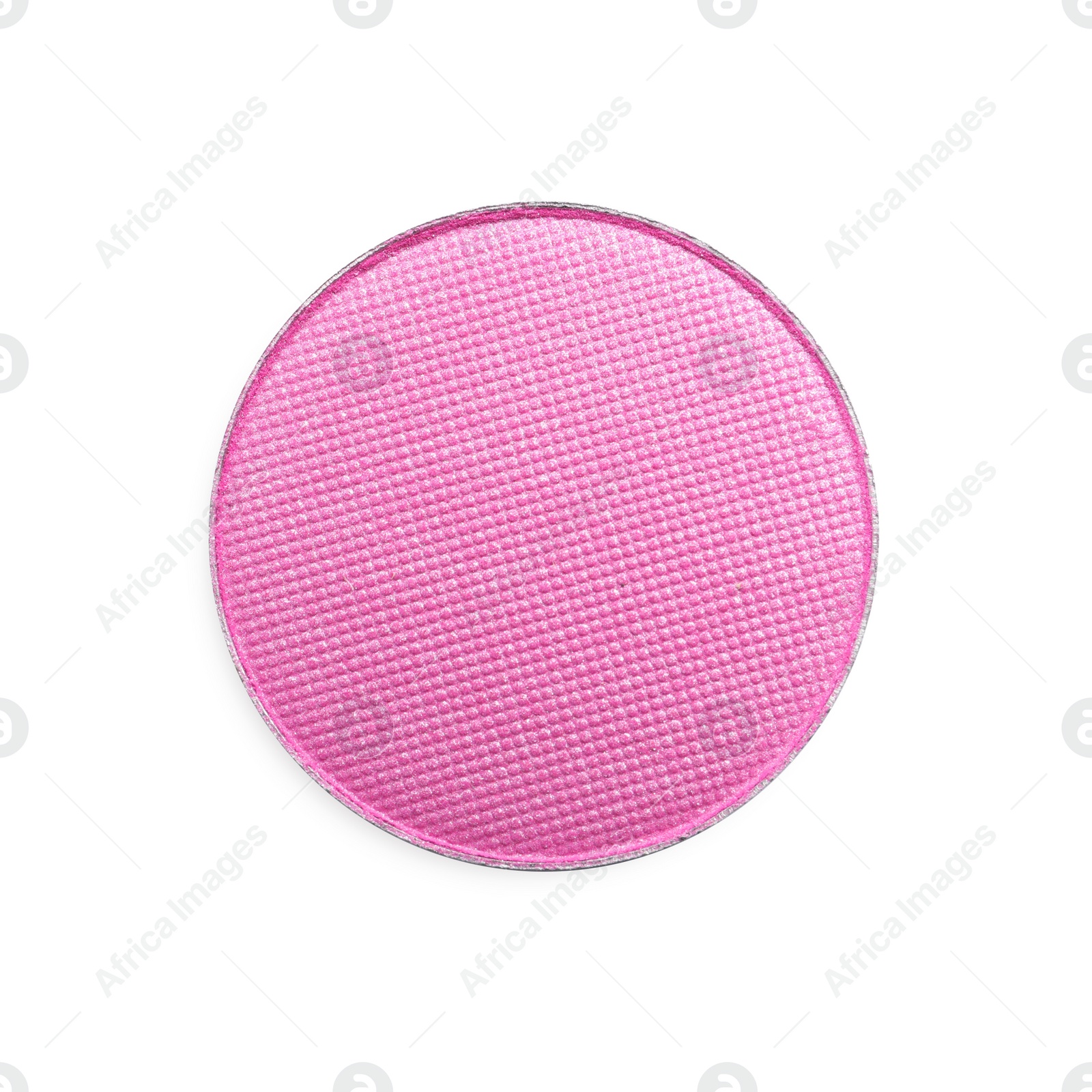 Photo of Pink eye shadow on white background, top view. Decorative cosmetics