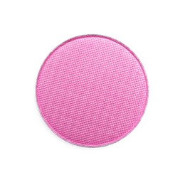 Pink eye shadow on white background, top view. Decorative cosmetics