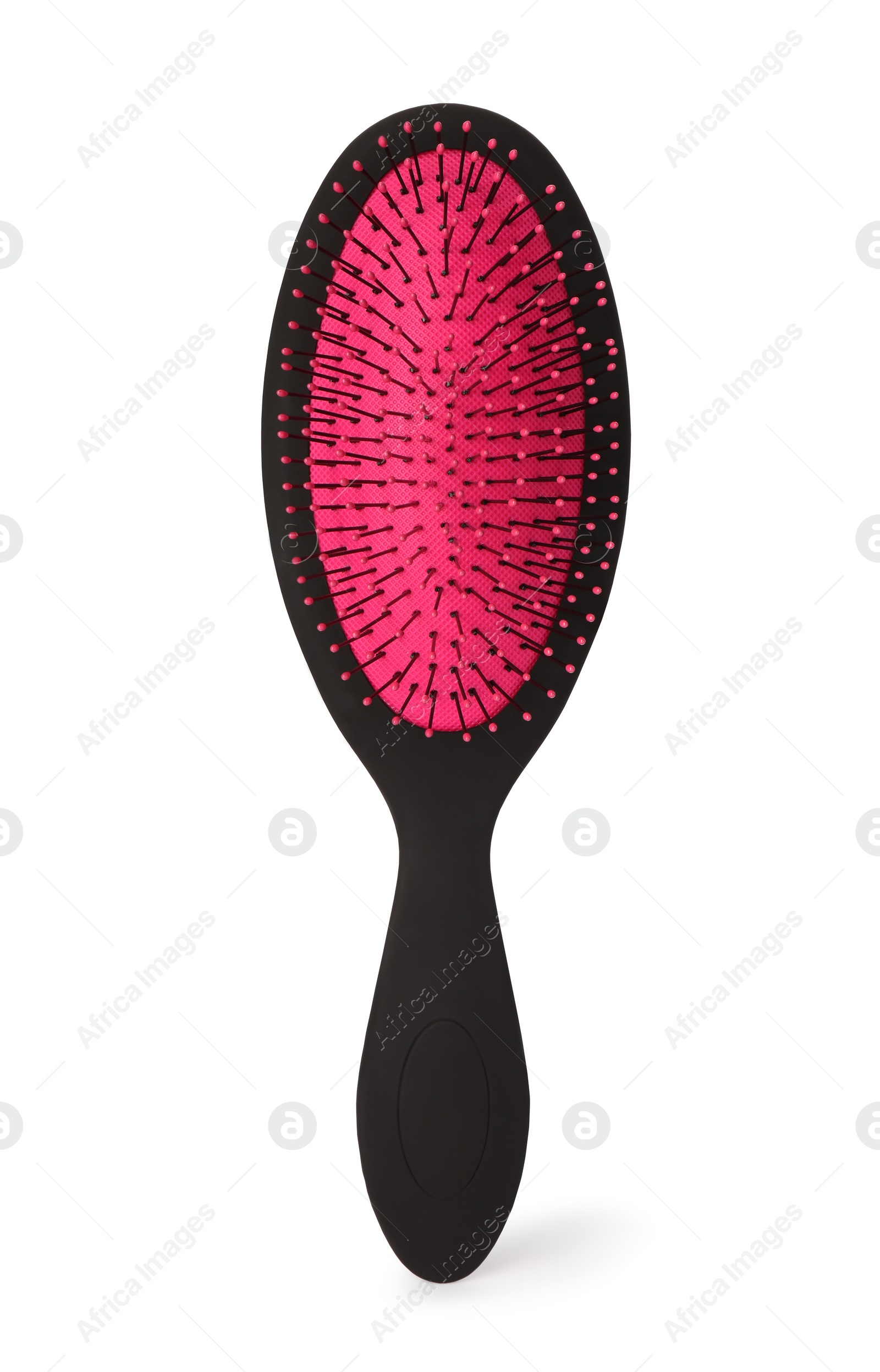 Photo of One new plastic hairbrush isolated on white