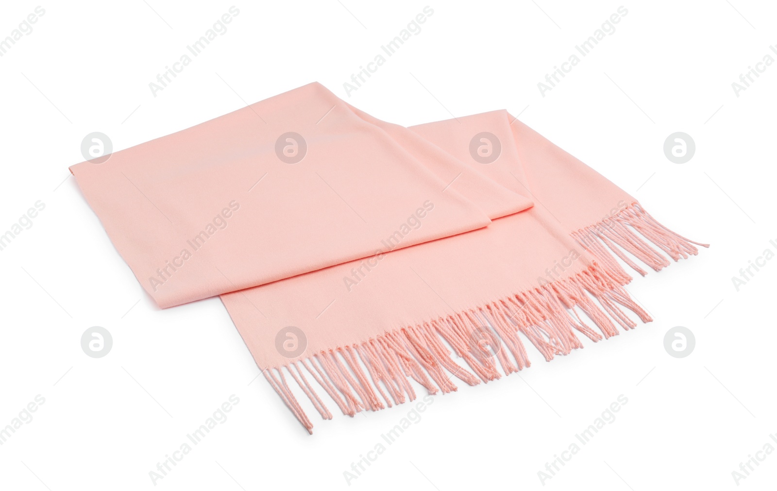 Photo of One beautiful cashmere scarf on white background