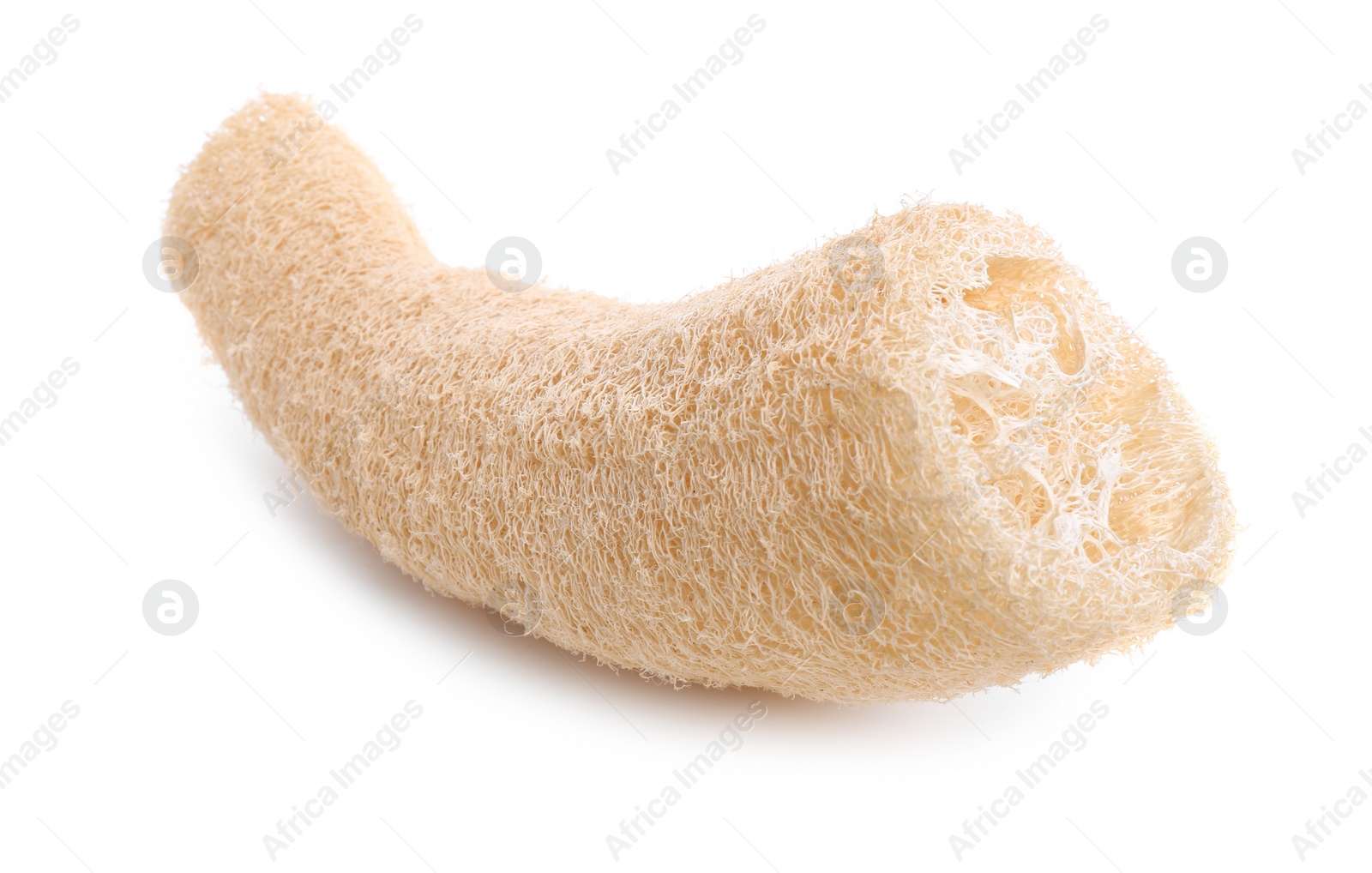 Photo of Loofah sponge isolated on white. Personal hygiene product