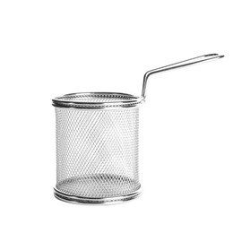 New clean strainer isolated on white. Cooking utensil