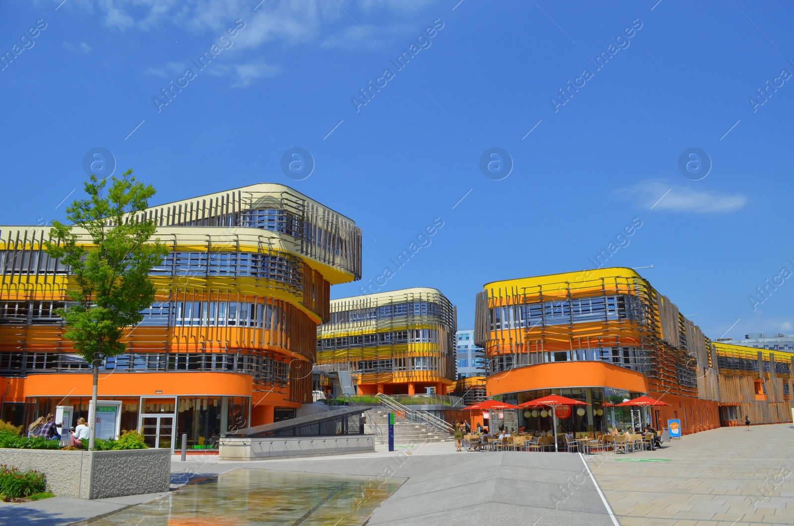 Photo of VIENNA, AUSTRIA - JUNE 18, 2018: Modern university buildings on sunny day