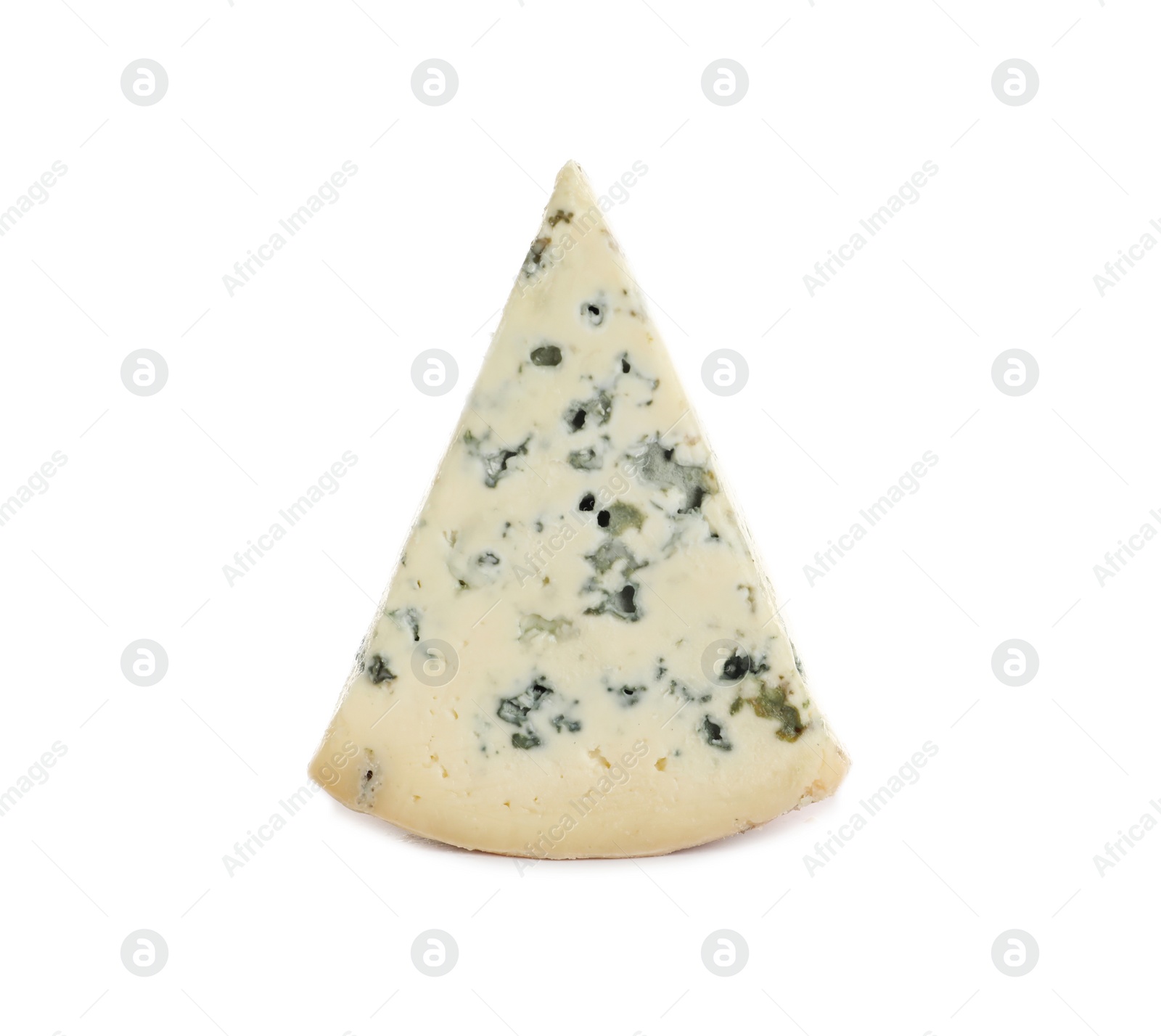 Photo of Piece of tasty blue cheese isolated on white
