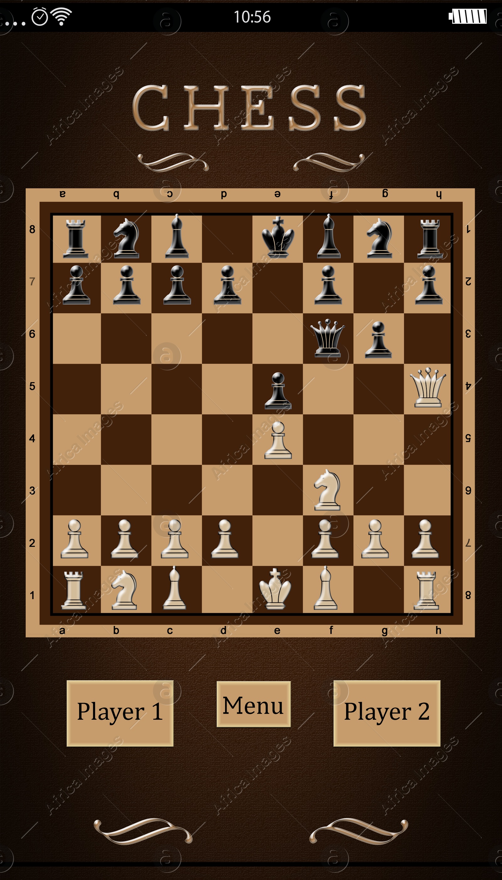 Illustration of  chessboard with pieces. Online game