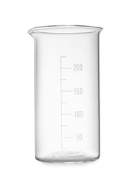 Photo of Empty beaker isolated on white. Laboratory glassware