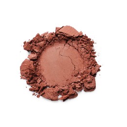 Photo of Crushed eye shadow on white background, top view