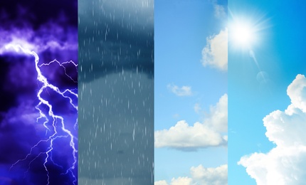 Image of Photos of sky during different weather, collage