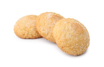 Photo of Tasty sweet sugar cookies isolated on white