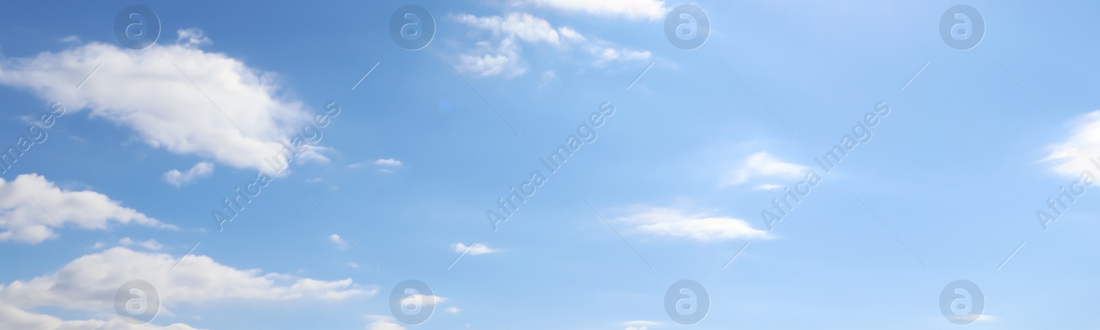 Image of Beautiful blue sky with white clouds, banner design