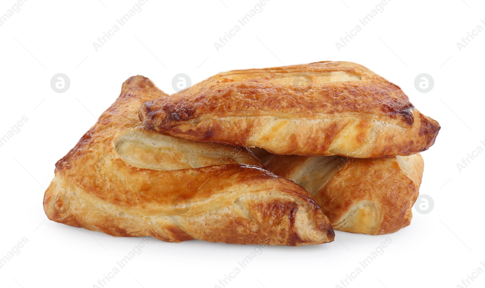 Photo of Fresh tasty puff pastry on white background