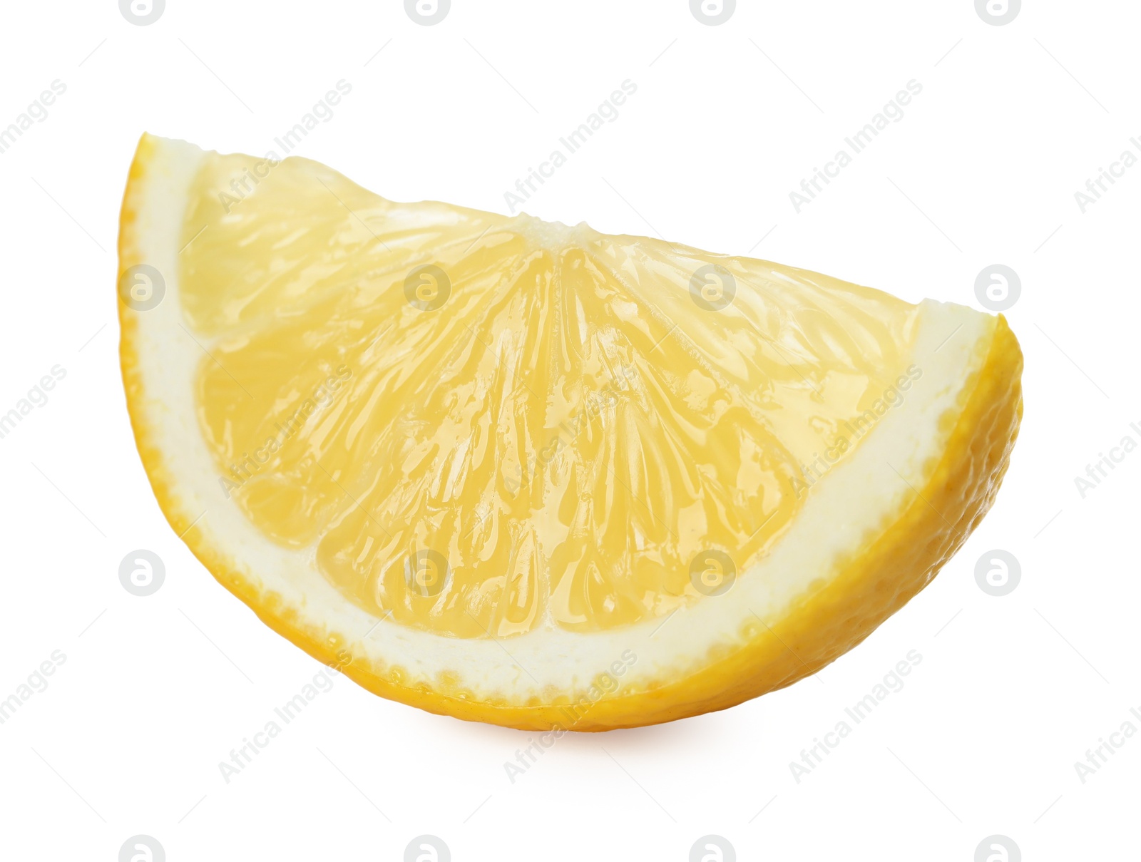 Photo of Slice of fresh lemon isolated on white