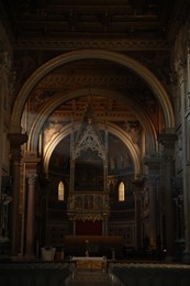 ROME, ITALY - FEBRUARY 2, 2024: Interior of Archbasilica in Basilica of St. John Lateran