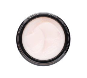 Photo of Jar of face cream isolated on white, top view